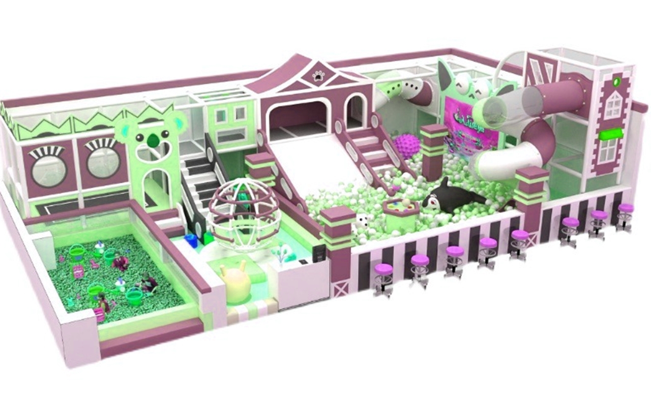 Thiết kế 3D KVCTE13105- Khu vui chơi liên hoàn cầu trượt nhà bóng - Indoor PlayGround