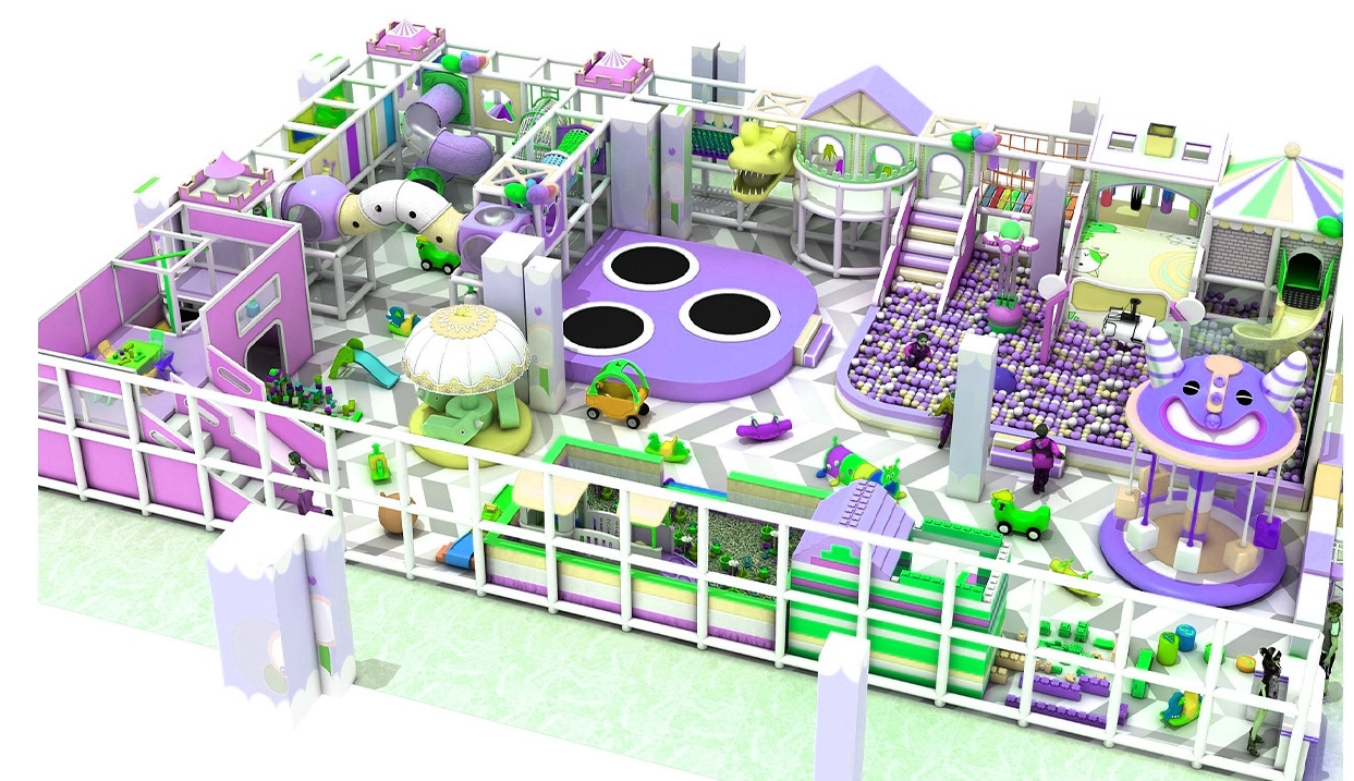 Indoor playground KVCTE3551- Thiết kế 3D khu vui chơi giải trí liên hoàn nhà bóng trong nhà