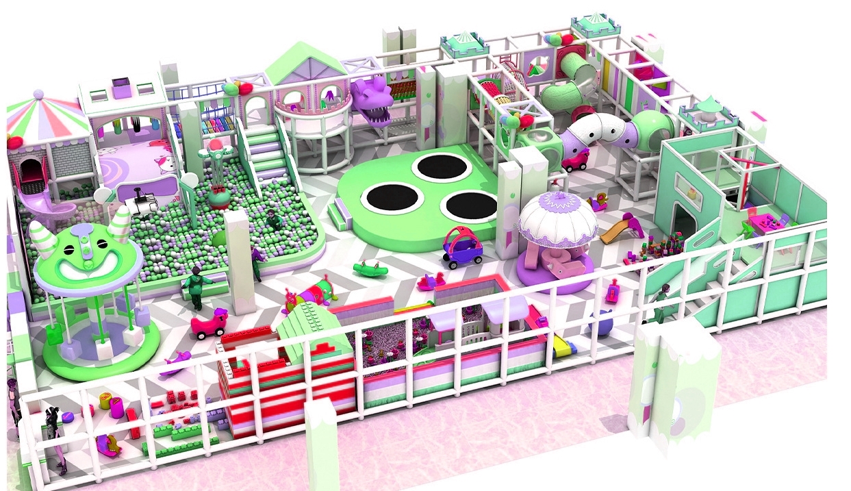 Indoor playground KVCTE3551- Thiết kế 3D khu vui chơi giải trí liên hoàn nhà bóng trong nhà