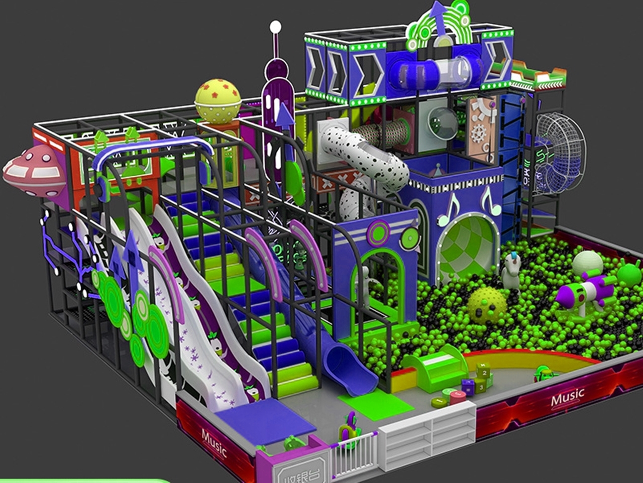 Đầu tư khu vui chơi KVCTE13153- Nhà bóng liên hoàn cầu trượt giải trí trong nhà - Indoor PlayGround