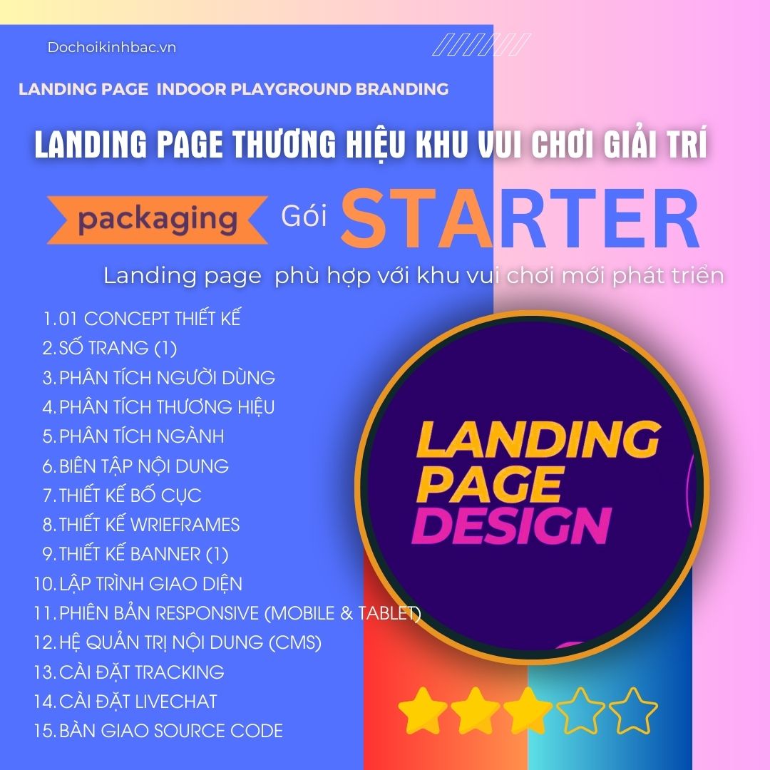 Landing Page chuyên nghiệp Cho khu vui chơi - Gói - ENTERPRISE- PHù hợp với khu vui chơi lớn phát triển chuỗi