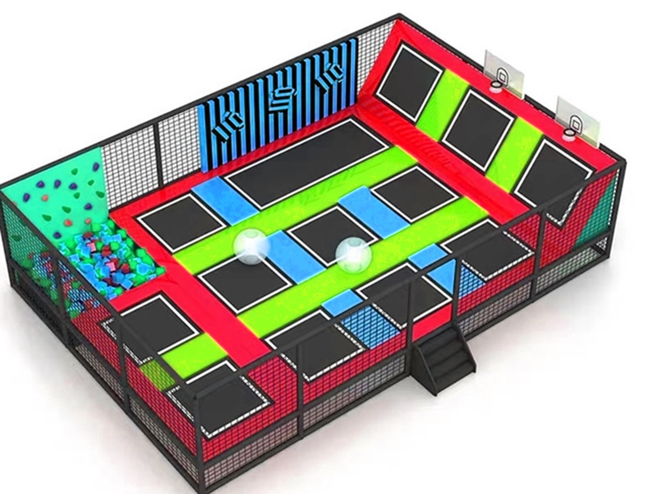 Công viên bạt nhún KVCTP0154- Trampoline park Sàn nhún nhảy Model Trampoline Kinh Bắc