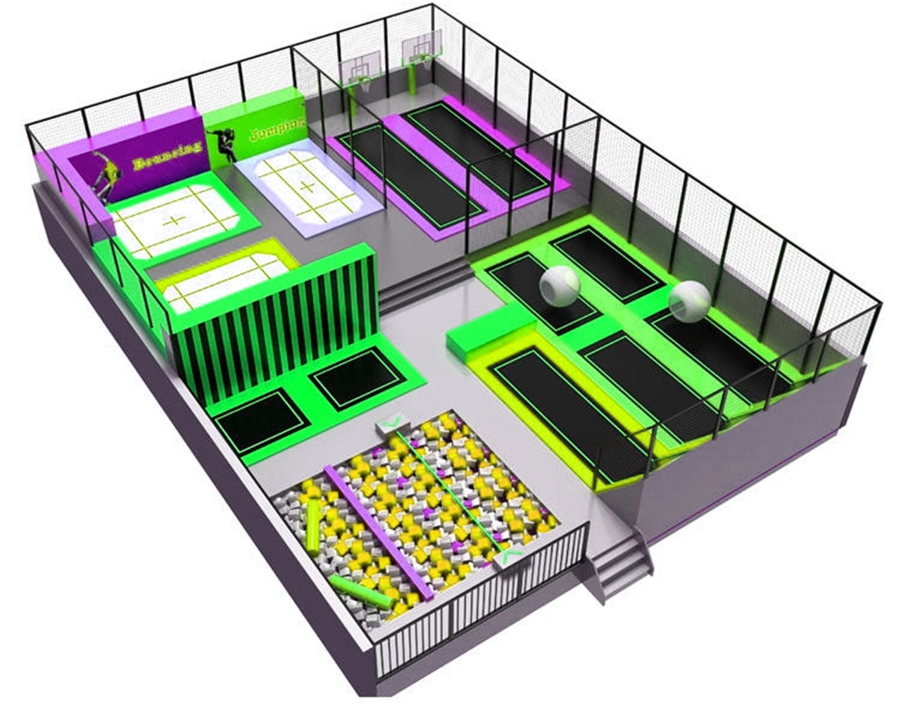 Công viên bạt nhún KVCTP1514- Trampoline jum arena - Sàn nhún nhảy vui nhộn hấp dẫn