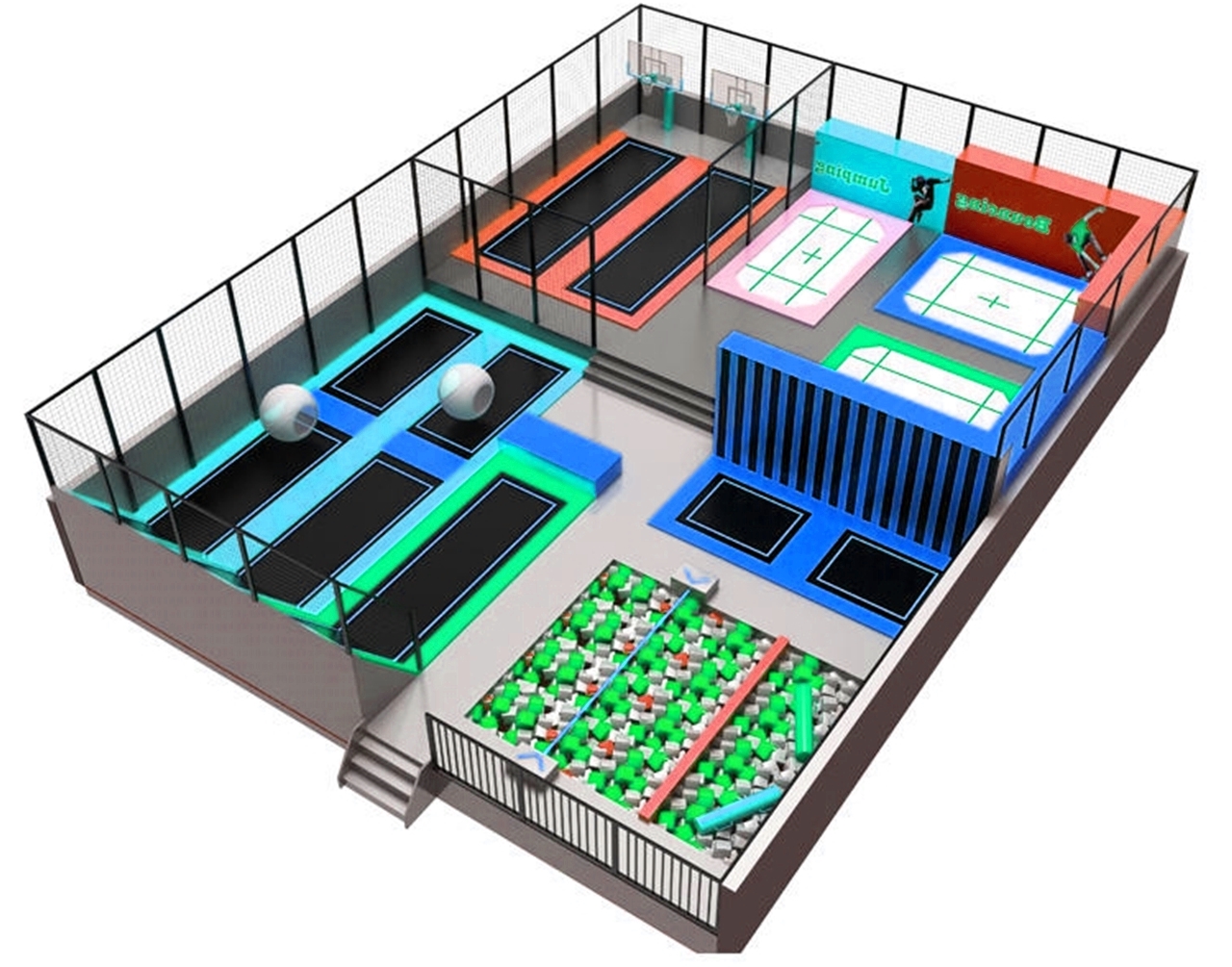 Công viên bạt nhún KVCTP1514- Trampoline jum arena - Sàn nhún nhảy vui nhộn hấp dẫn