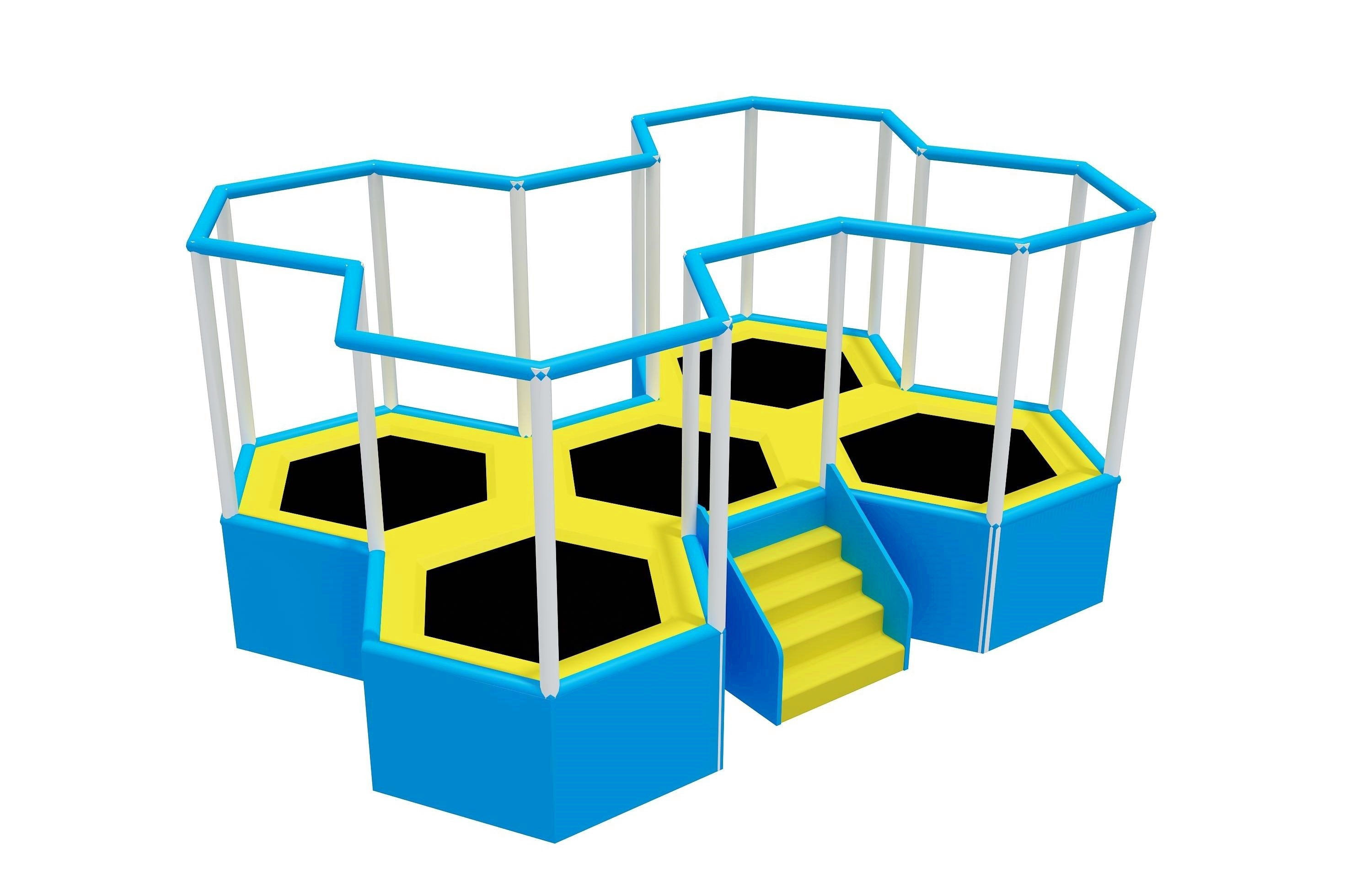 Báo giá Mô hình nhà nhún Trampoline lục giác thể thao nhún nhảy Model trampoline KVCTP0112