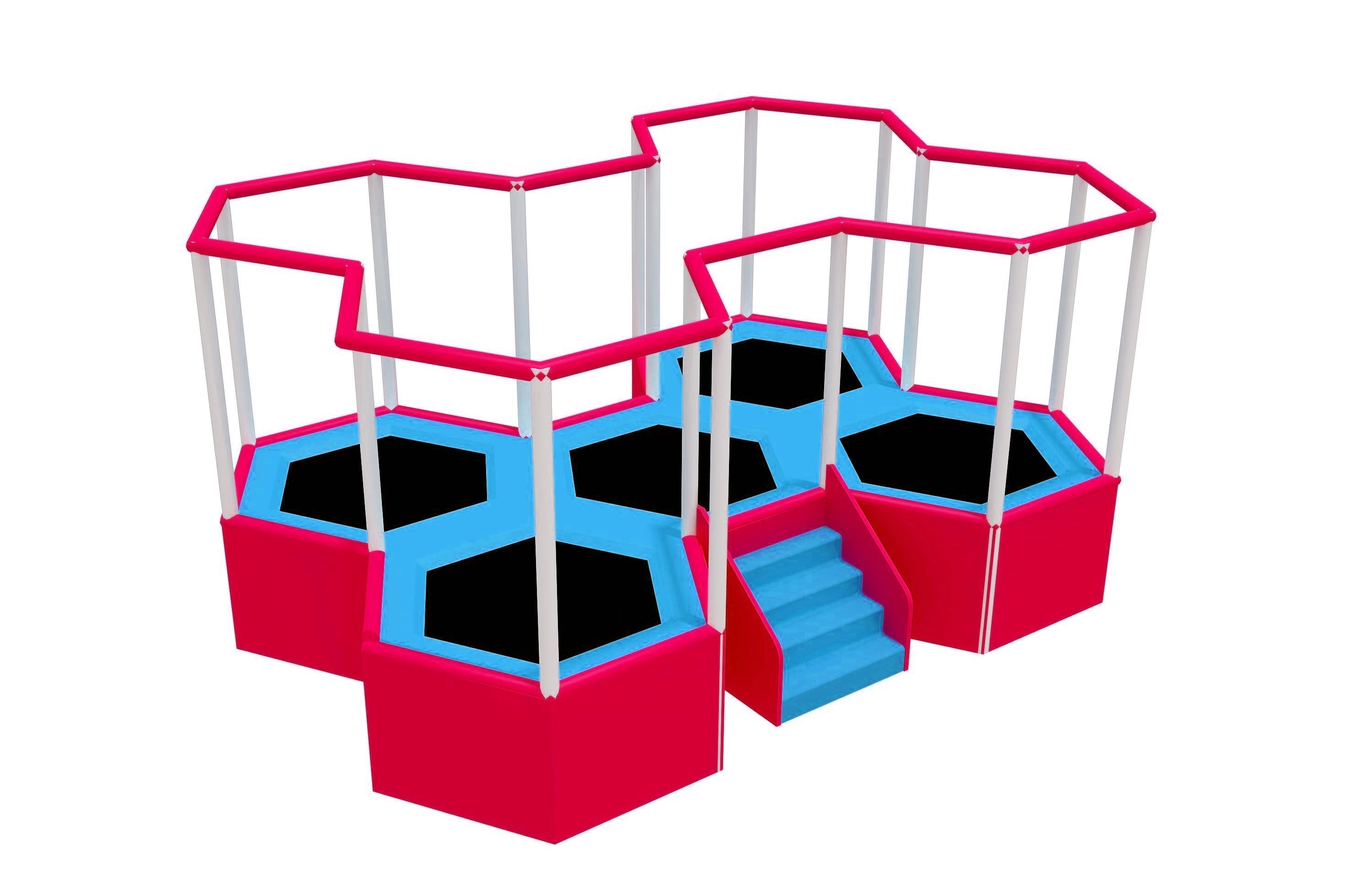 Báo giá Mô hình nhà nhún Trampoline lục giác thể thao nhún nhảy Model trampoline KVCTP0112