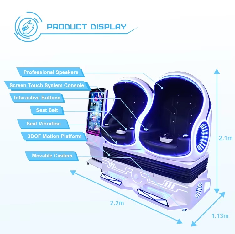 Máy chơi Mô phỏng Cinema 9D 2 Chỗ Egg Vr Shark MCMKB05 Dochoikinhbac Hấp dẫn trong trung tâm mua sắm.