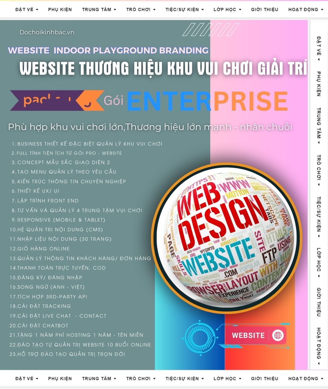 Website online bán vé quảng cáo khu vui chơi giải trí - Gói - PRO Website - PHù hợp với khu vui chơi vừa,thương hiệu lớn