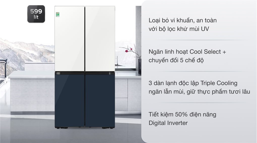 Tủ lạnh Samsung Inverter 599 lít Multi Door Bespoke RF60A91R177/SV