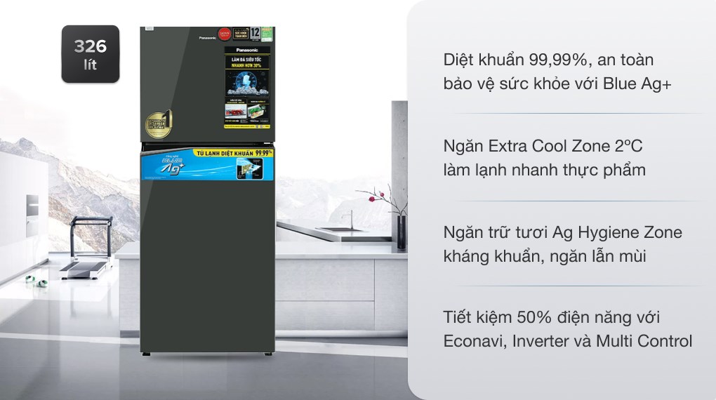 Tủ lạnh Panasonic Inverter 326 lít NR-TL351VGMV