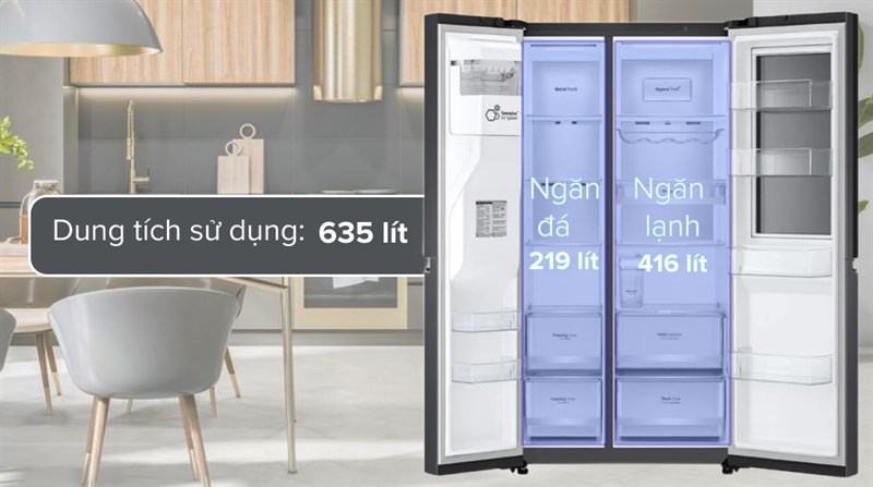 Tủ lạnh LG Inverter 635 lít Side By Side InstaView GR-G257BL