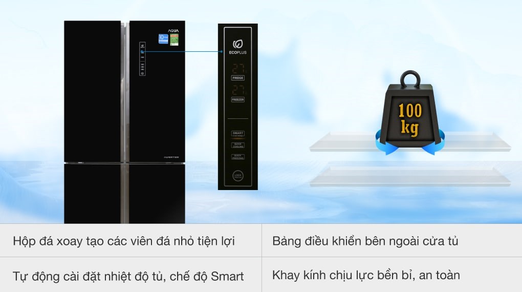 Tủ lạnh Aqua Inverter 456 lít Multi Door AQR-IG525AM GB