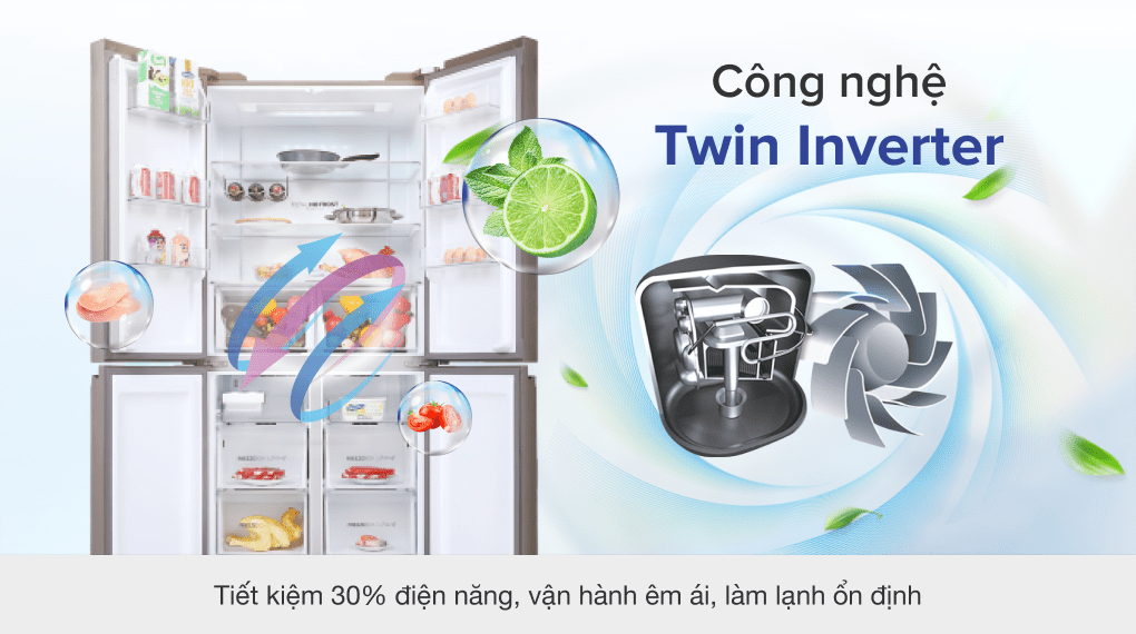 Tủ lạnh Aqua Inverter 549 lít Multi Door AQR-IG636FM(GB)