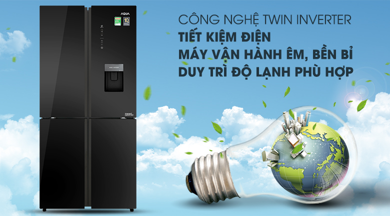 Tủ lạnh Aqua Inverter 456 lít Multi Door AQR-IGW525EM GB