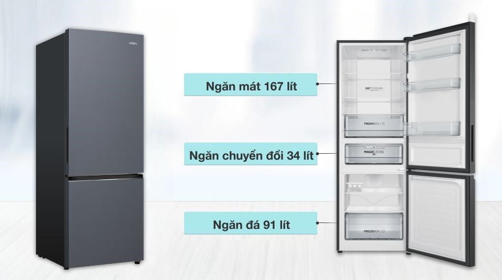 Tủ lạnh Aqua Inverter 292 lít AQR-B360MA(SLB)