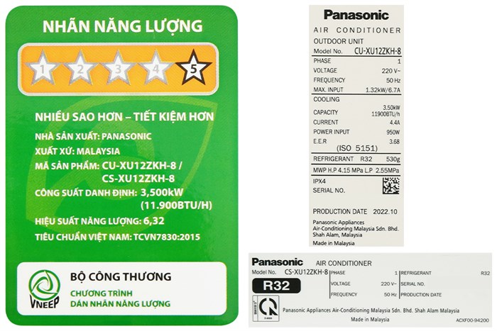 Điều hòa Panasonic Inverter 1.5 HP CU/CS-XU12ZKH-8