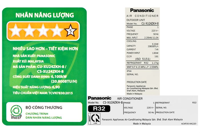 Điều hòa Panasonic Inverter 2.5 HP CU/CS-XU24ZKH-8