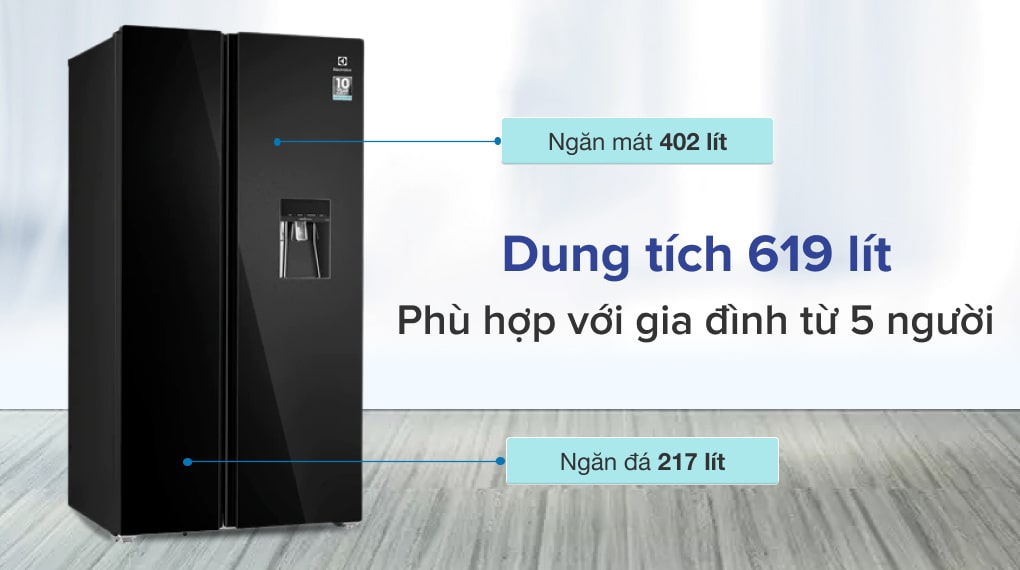 Tủ lạnh Electrolux Inverter 619 lít Side By Side ESE6645A-BVN