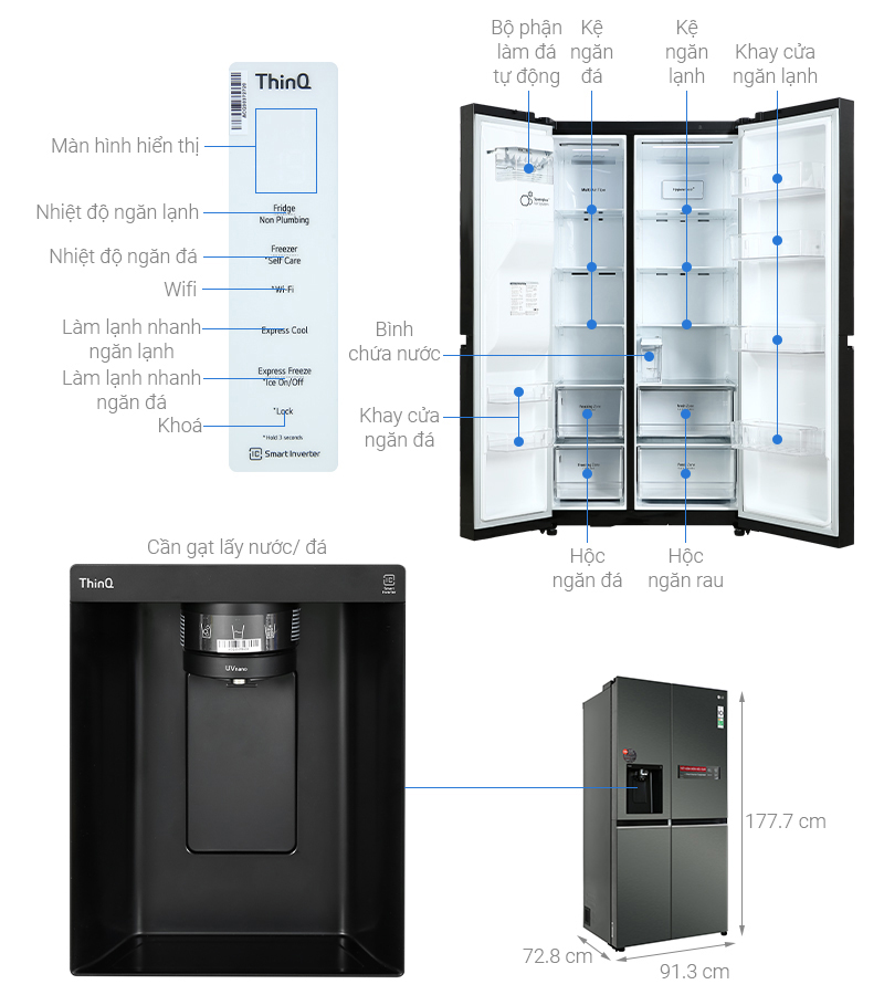 Tủ lạnh LG Inverter 635 Lít GR-D257MC