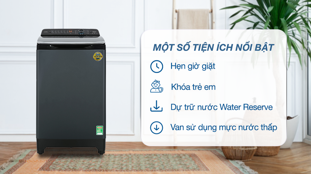 Máy giặt Aqua Inverter 10.5 kg AQW-DR105JT BK