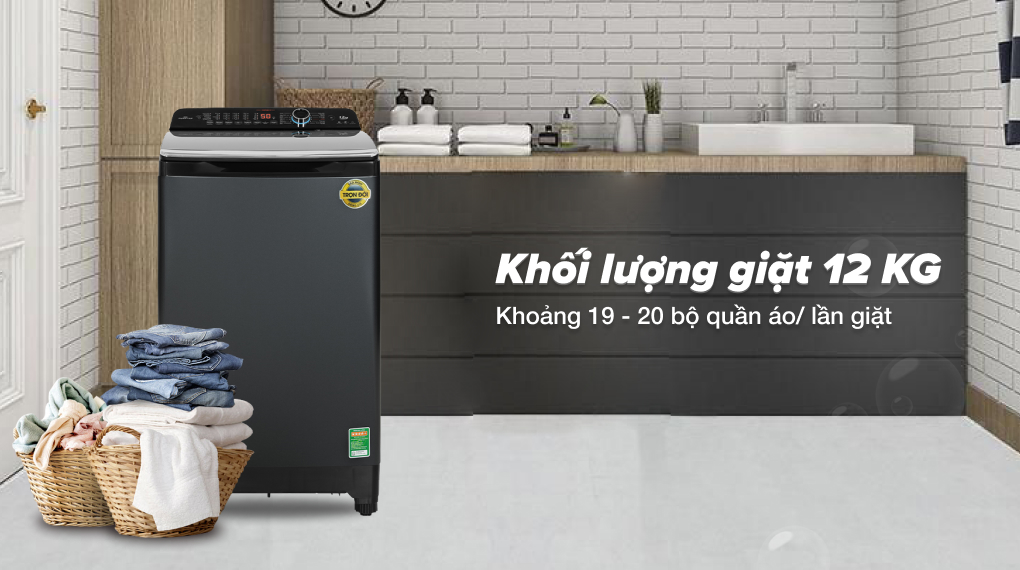 Máy giặt Aqua Inverter 12 kg AQW-DR120HT BK