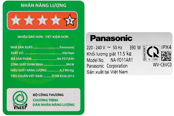 Máy giặt Panasonic Inverter 11.5 kg NA-FD11AR1BV