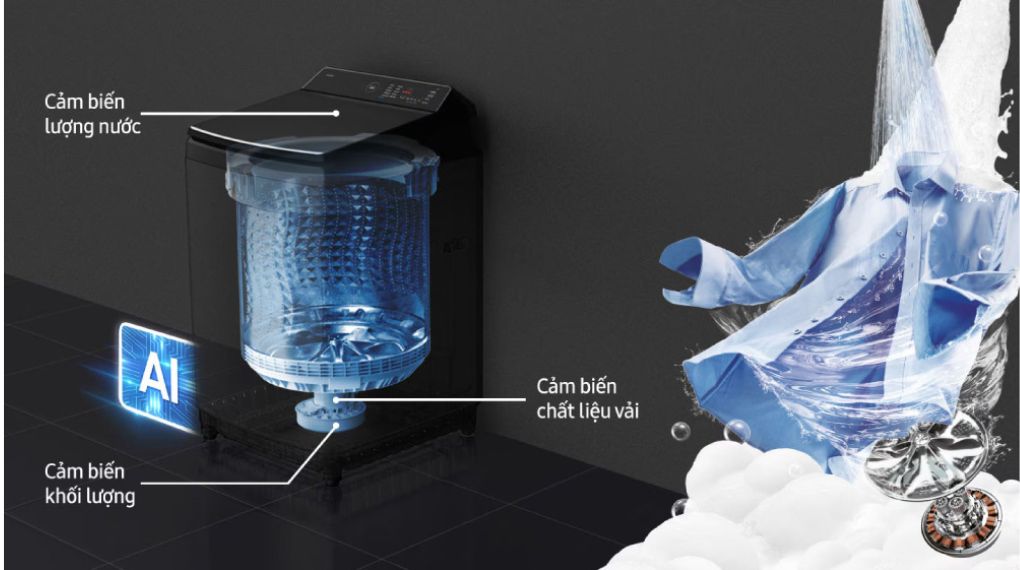 Máy giặt Samsung AI Wash Inverter 19 kg WA80F19B9BSV