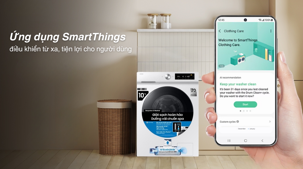 Máy giặt Samsung Bespoke Inverter 10 kg WW10DB7U34GWSV