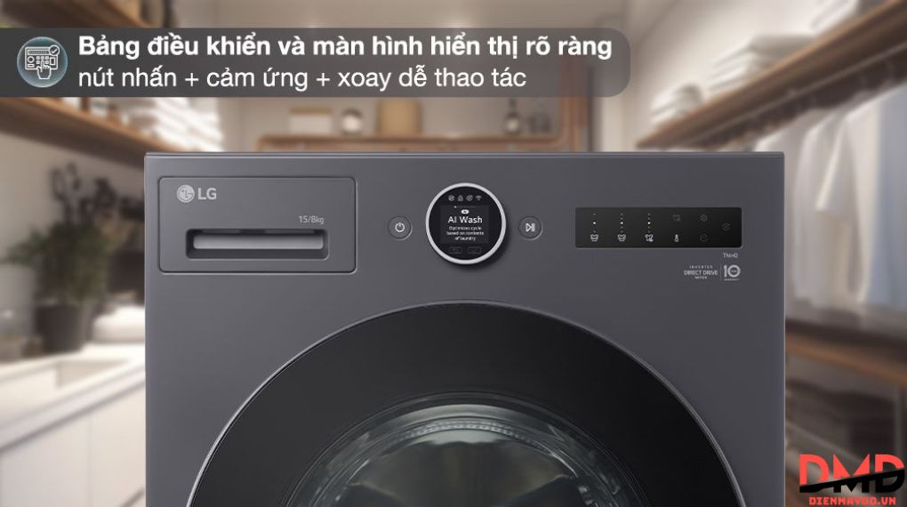 Máy giặt sấy LG Inverter 15/8 kg F2515RNTG