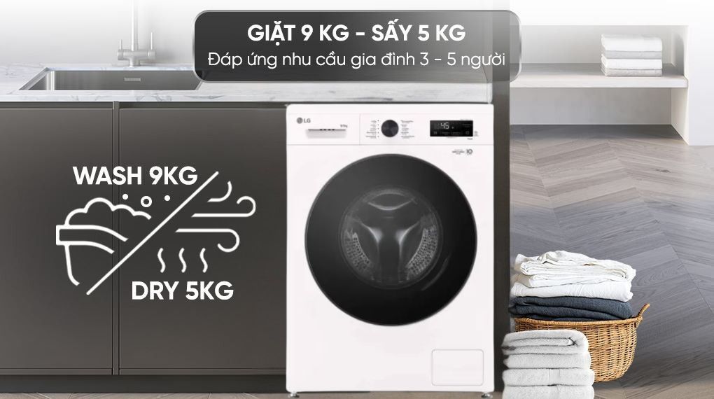 Máy giặt sấy LG Inverter 9/5 kg FB1209D5W
