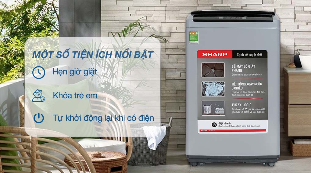 Máy giặt Sharp 7.5 kg ES-Y75HV-S