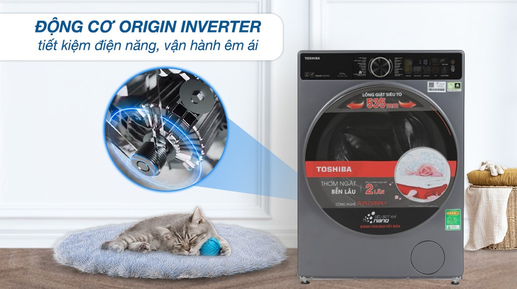 Máy giặt sấy Toshiba Inverter 10.5/7 kg TWD-T25BZU115MWV(MG)