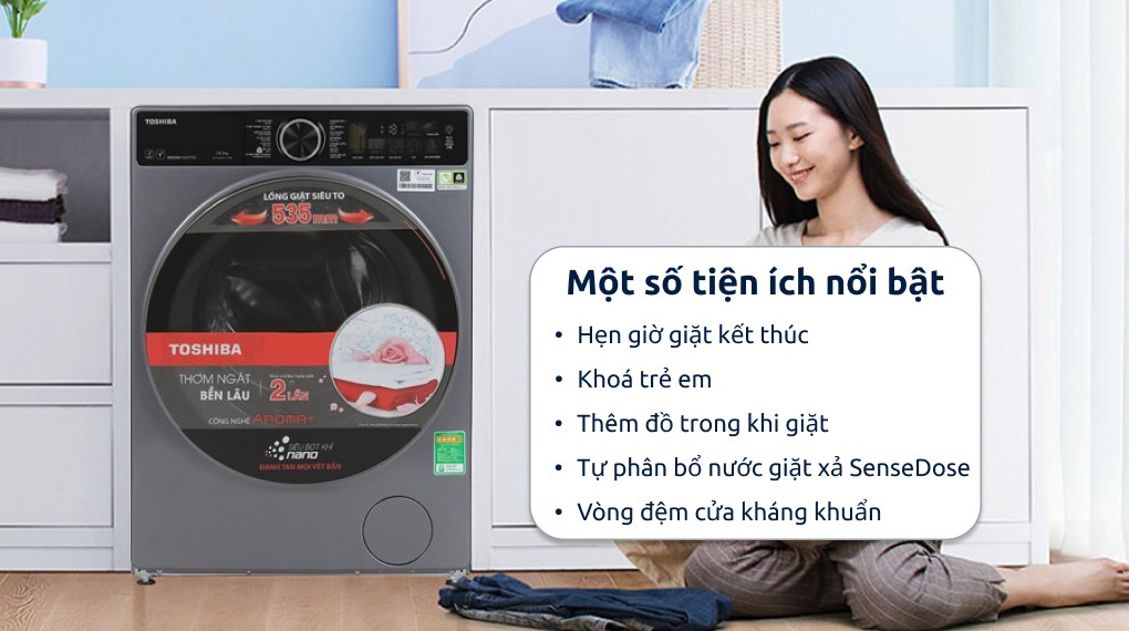 Máy giặt sấy Toshiba Inverter 10.5/7 kg TWD-T25BZU115MWV(MG)
