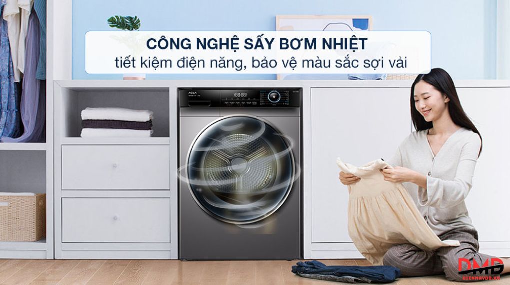 Máy sấy bơm nhiệt Aqua 10 kg AQH-H1000H PS