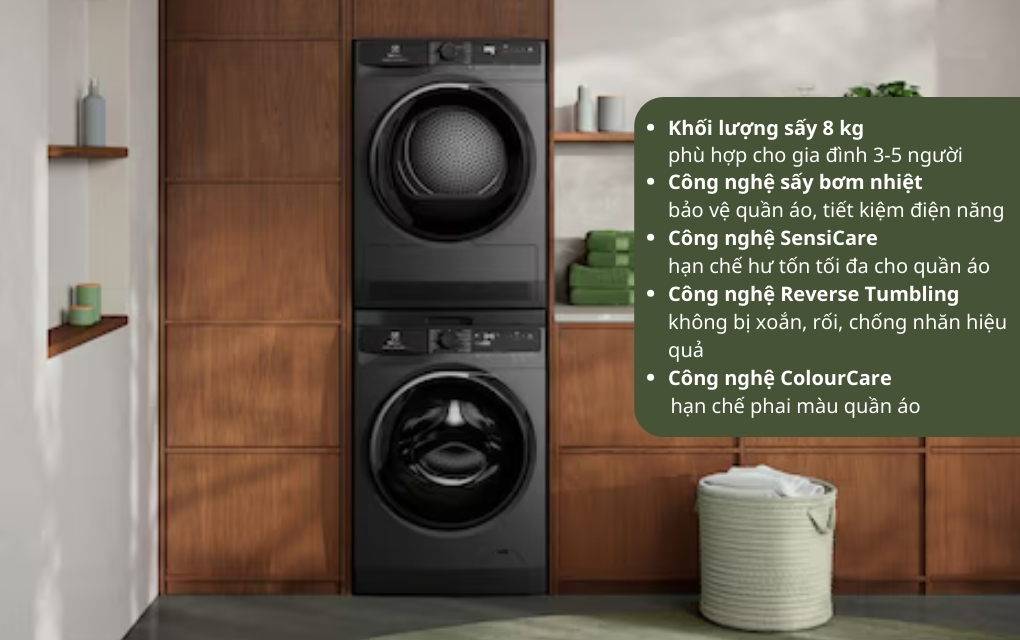 Máy sấy bơm nhiệt Electrolux 8 kg EDH803J5SC