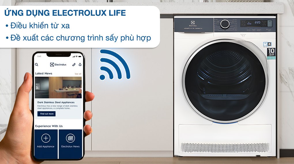Máy sấy bơm nhiệt Electrolux 8 kg EDH803Q7WB