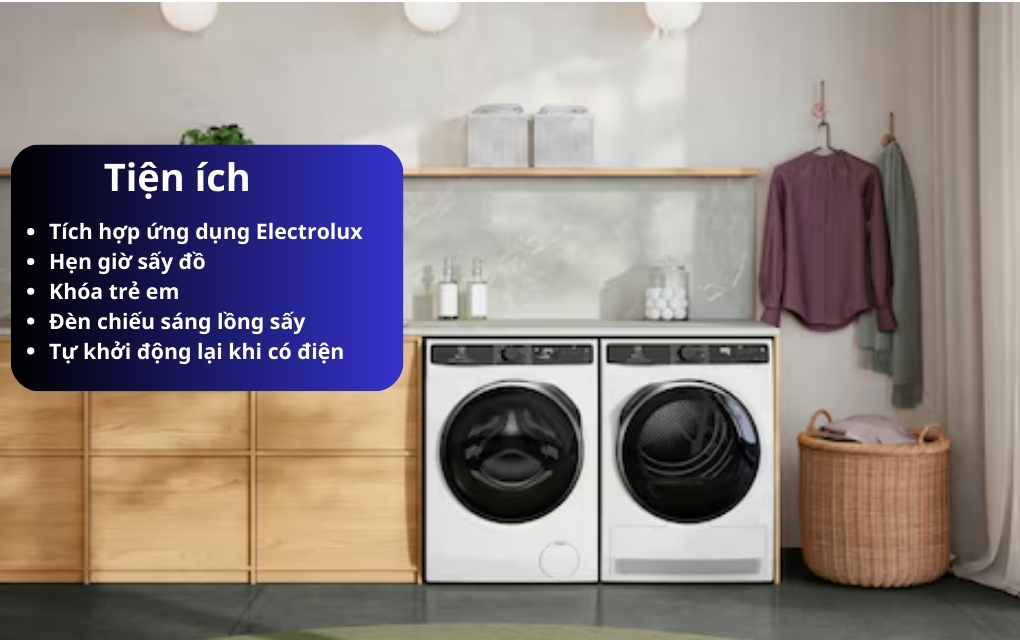 Máy sấy bơm nhiệt Electrolux 9 kg EDH903R7WC