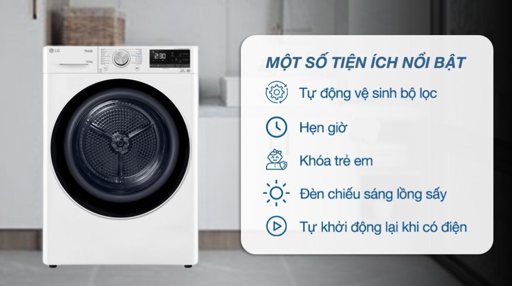 Máy sấy bơm nhiệt LG 10.5 kg DVHP50W