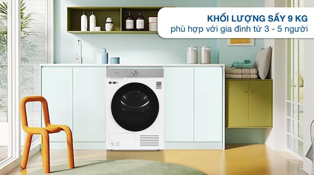 Máy sấy bơm nhiệt Samsung 9 kg DV90BB9440GH/SV