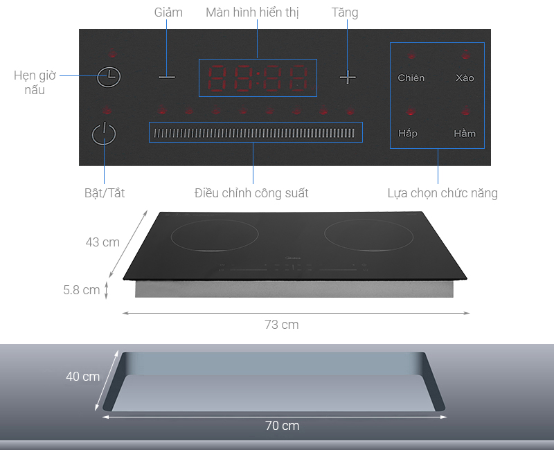 Bếp từ đôi lắp âm Midea MC-IH3520