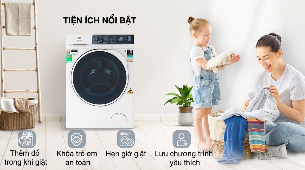Máy giặt sấy Electrolux Inverter giặt 9 kg sấy 6 kg EWW9024P5WB