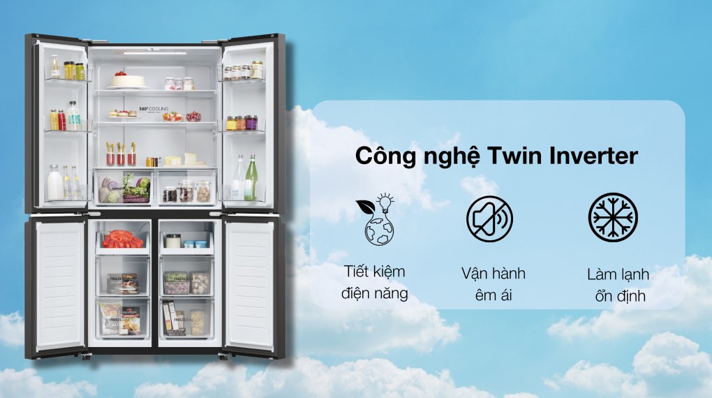 Tủ lạnh Aqua Inverter 469 lít AQR-M536XA(WGB)