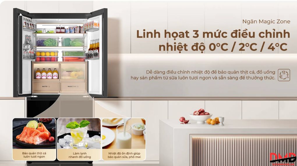 Tủ lạnh Aqua Inverter Multi Door 508 lít AQR-MA580XA(GB)U1