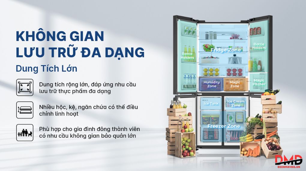 Tủ lạnh Aqua Inverter Multi Door 522 lít AQR-MA600XA(WGC)U1