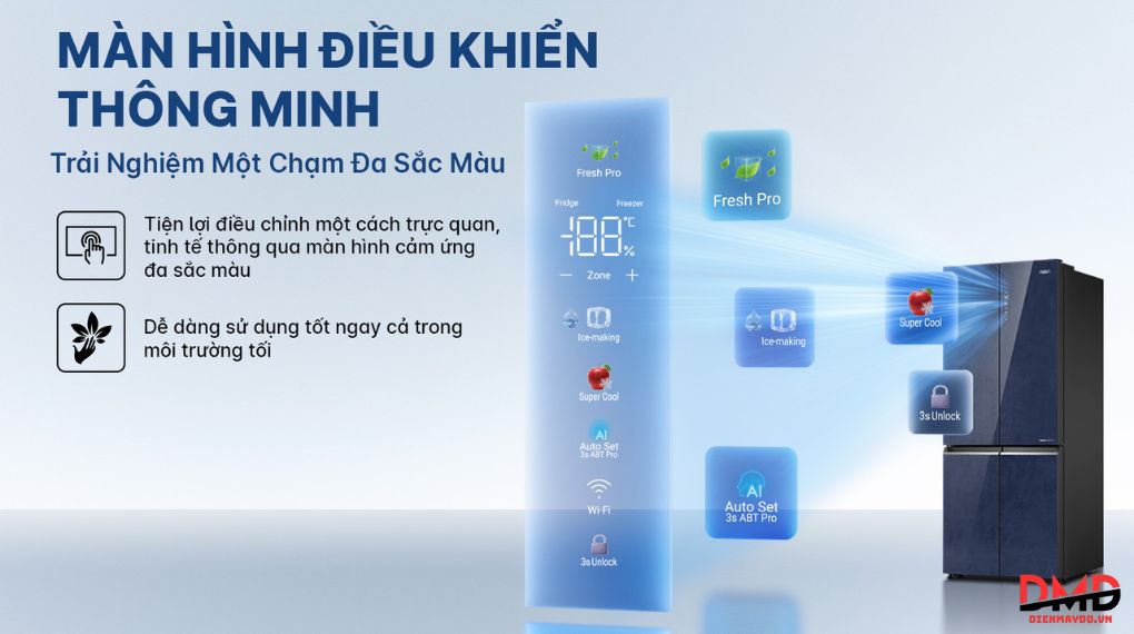 Tủ lạnh Aqua Inverter Multi Door 529 lít AQR-M600XA(WGB)