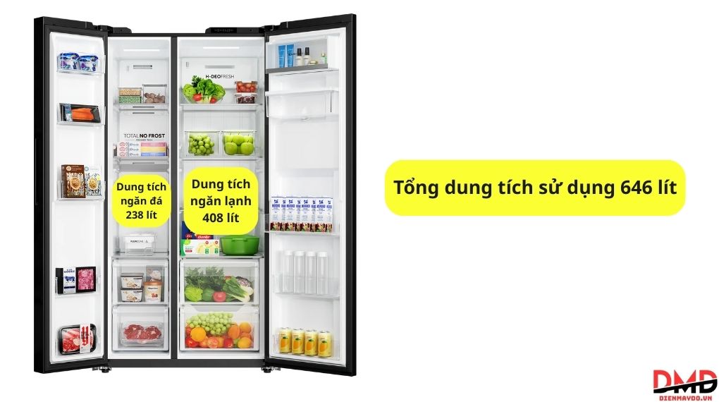 Tủ lạnh Aqua Inverter Side By Side 646 lít AQR-S682XA(WGB)