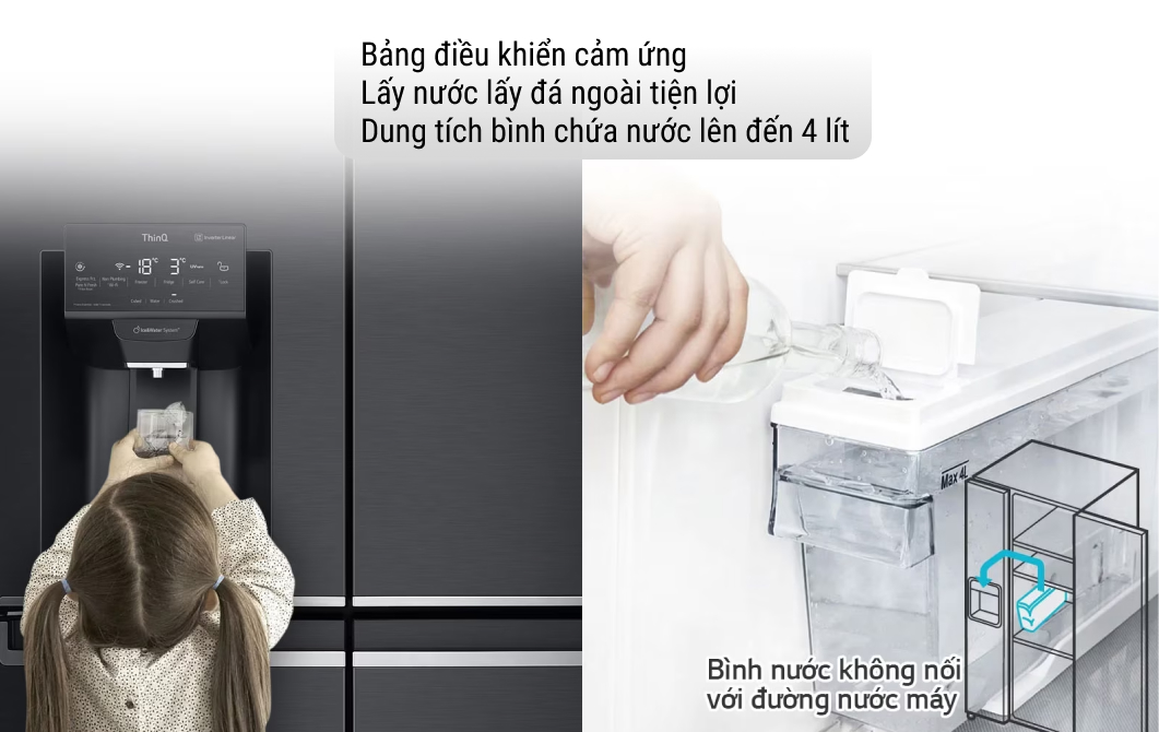 Tủ lạnh LG Inverter 496 lít Multi Door InstaView Door in Door GR-X22MBI