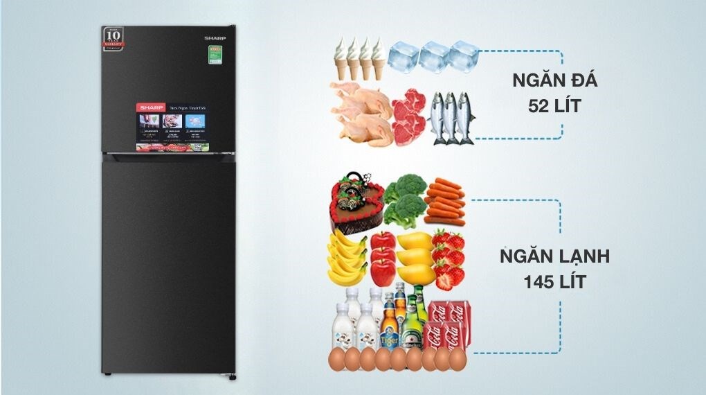Tủ lạnh Sharp Inverter 197 lít SJ-X215V-DG