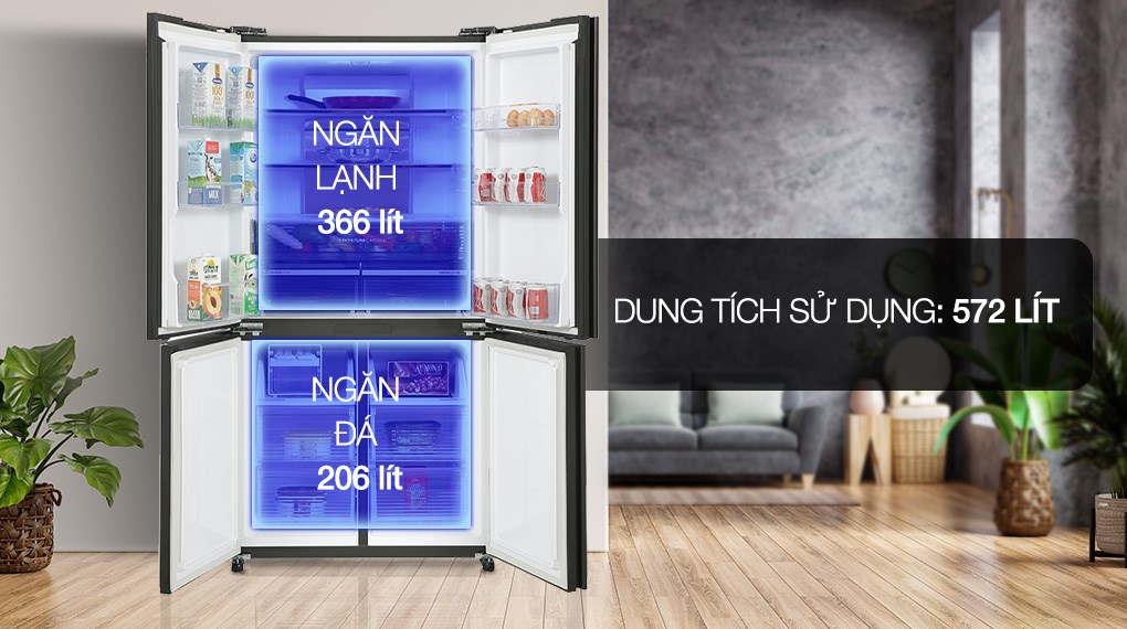 Tủ lạnh Sharp Inverter 572 lít SJ-FXP640VG-BK
