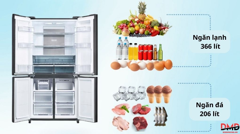 Tủ lạnh Sharp Inverter Multi Door 572 lít SJ-FX650V-MK